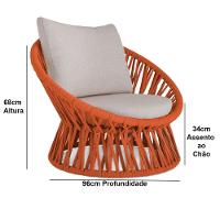 2 Poltrona Área Externa Monza Alumínio Pintura Corda Náutica Terra Cota - 2