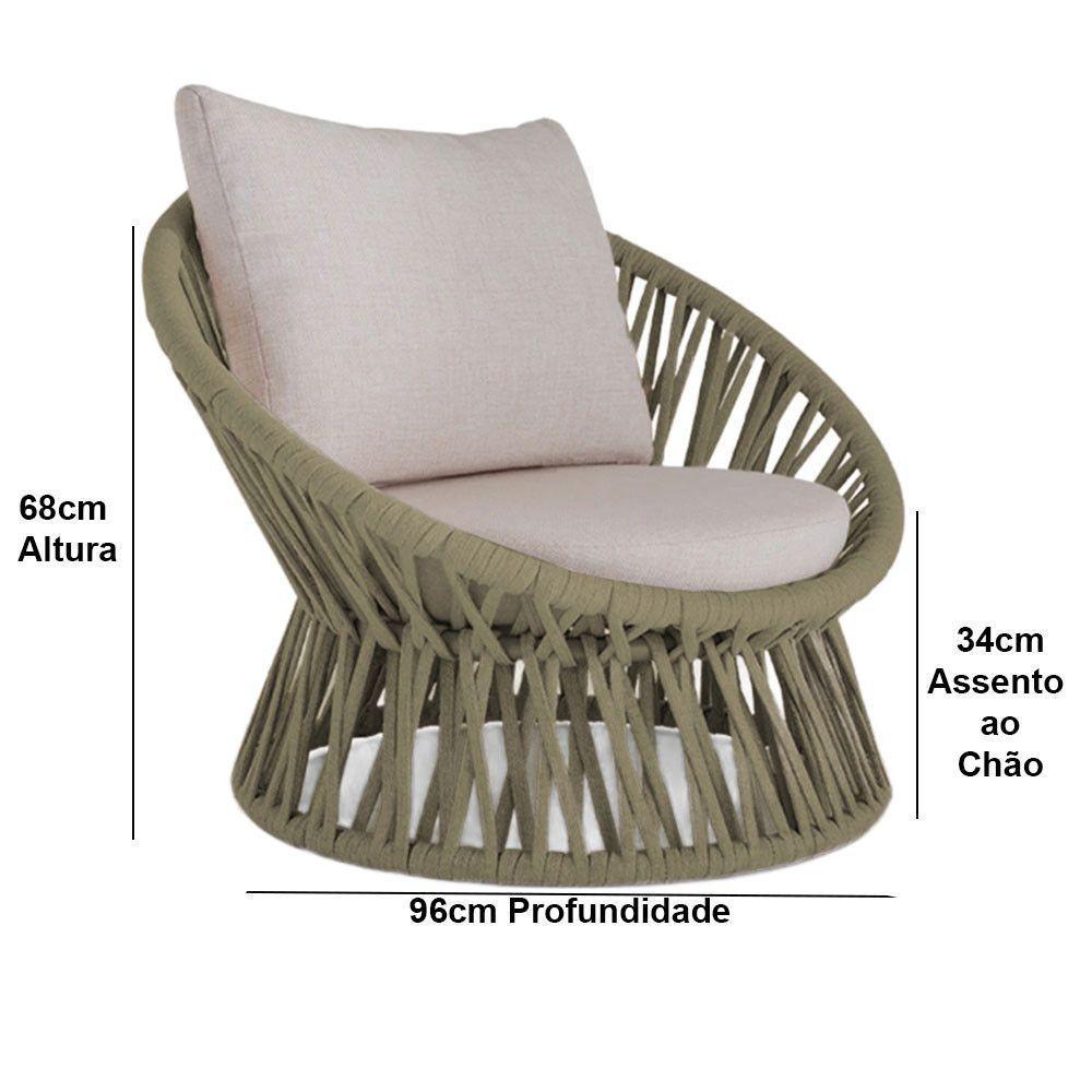 2 Poltrona Área Externa Monza Alumínio Pintura Corda Náutica Rami - 2