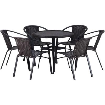 6 Cadeiras E Mesa Floripa Tampo Tramado Alumínio Trama Cappuccino