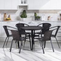 6 Cadeiras E Mesa Floripa Tampo Tramado Alumínio Trama Cappuccino