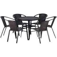 6 Cadeiras E Mesa Floripa Tampo Tramado Alumínio Trama Tabaco - 1