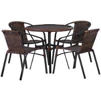 4 Cadeiras E Mesa Floripa Tampo Tramado Alumínio Trama Argila - 1