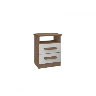 Mesa De Cabeceira Firenze 2 Gavetas Com Nicho - D Doro Castanho/off White