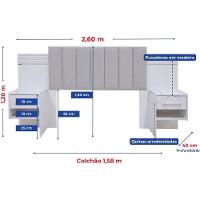 Cabeceira Para Cama Queen Size Ripada Irís Estofada Com 2 Mesas De Cabeceira D Doro Castanho/ripado - 2