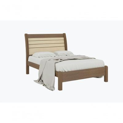 Cama Casal Com Detalhe Esmeralda Plus - D Doro Castanho/linho/ripado