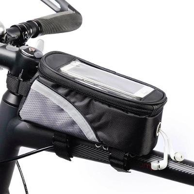 Bolsa Case Porta Celular Suporte De Guidao Tela Touch Compacto Com Ziper Saida De Fone De Ouvido Ciclistas Cinza