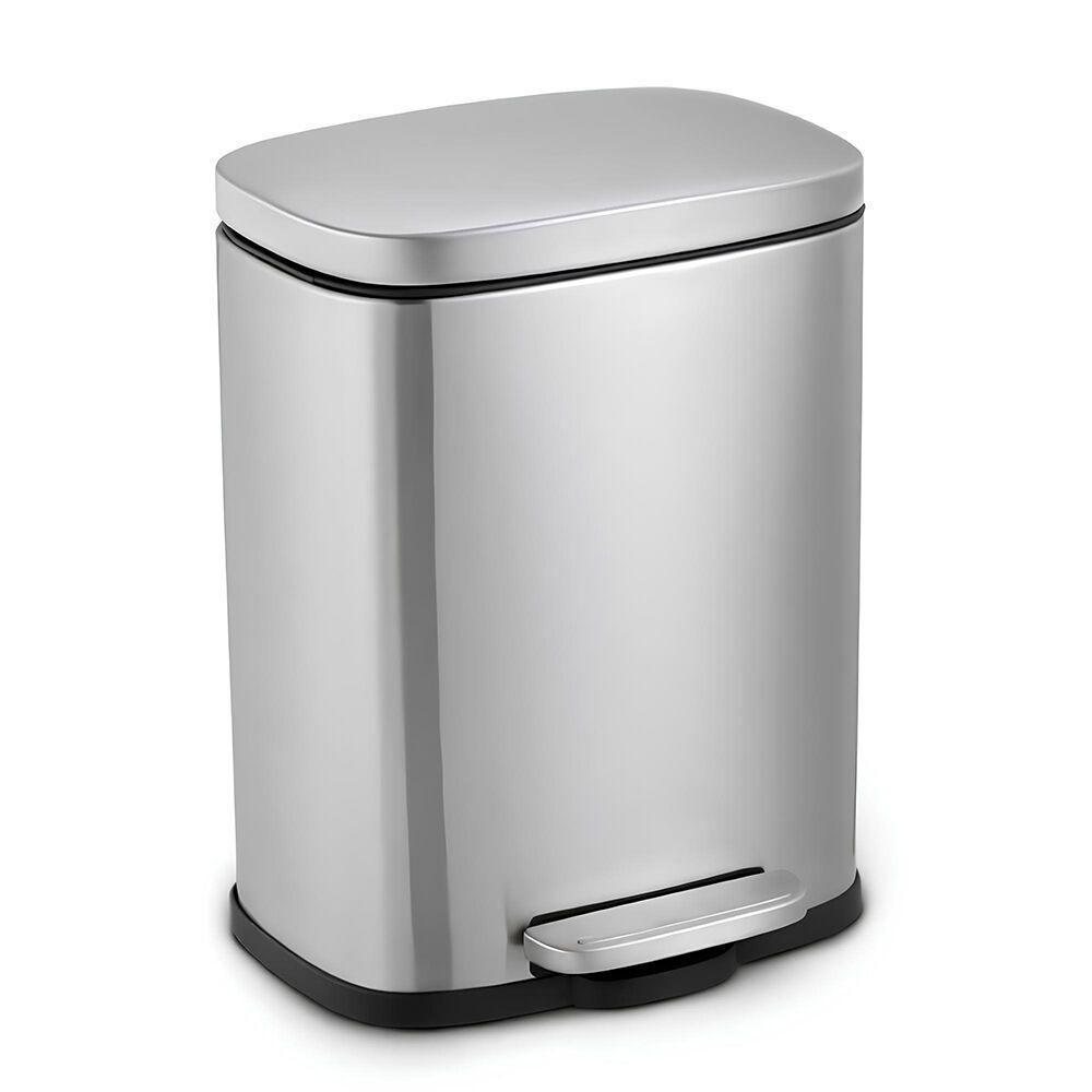 Lixeira Retangular Inox 20l Com Pedal E Cesto Removível - Praticidade E Sofisticação Para Seu Ambiente - 1