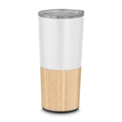 Copo Térmico Inox Com Revestimento Em Bambu 550ml - Dupla Isolação Branco