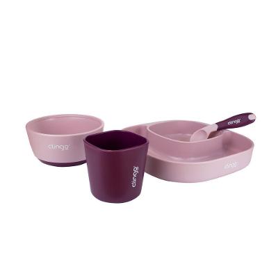 Conjunto De Utensílios De Alimentação Para Crianças Em Tons Rosa - 4 Peças Com Colher Termossensível