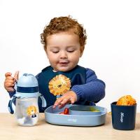 Conjunto De Utensílios De Alimentação Para Crianças Em Tons Azul - 4 Peças Com Colher Termossensível - 6