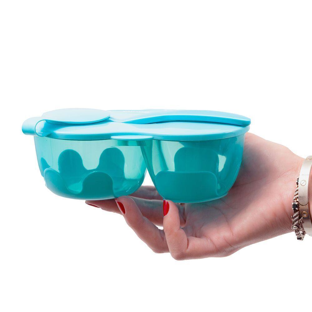 Conjunto De Tigela Azul Com Colher E Compartimento Para Talheres - Prático Para Viagens E Refeições - 5