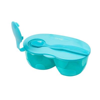 Conjunto De Tigela Azul Com Colher E Compartimento Para Talheres - Prático Para Viagens E Refeições