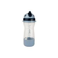 Garrafa Compacta 380ml Com Porta-lanches E Canudo Silicone - Azul, Antivazamento Para Aventuras