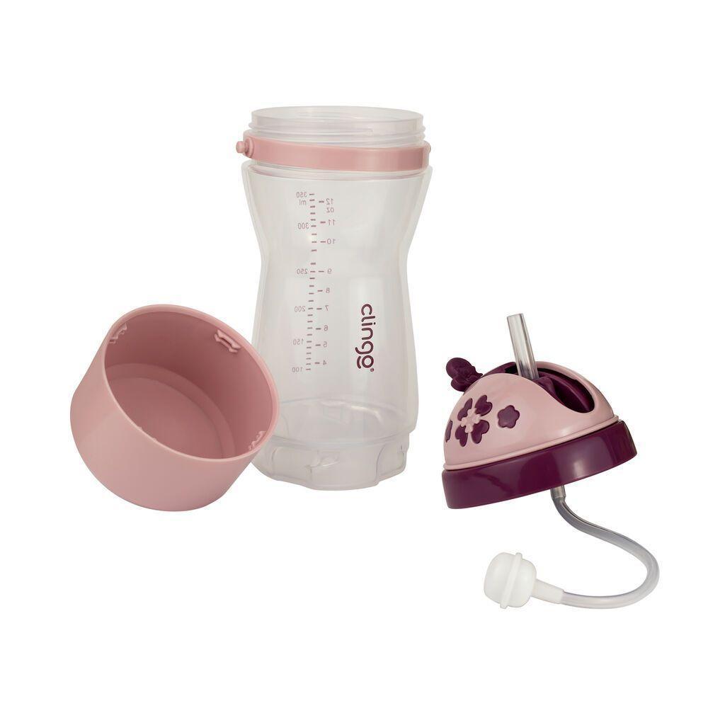 Garrafa De Viagem Rosa Com Compartimento Para Lanches E Canudo Retrátil - Antivazamento E Elegância - 3