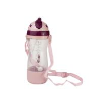 Garrafa De Viagem Rosa Com Compartimento Para Lanches E Canudo Retrátil - Antivazamento E Elegância