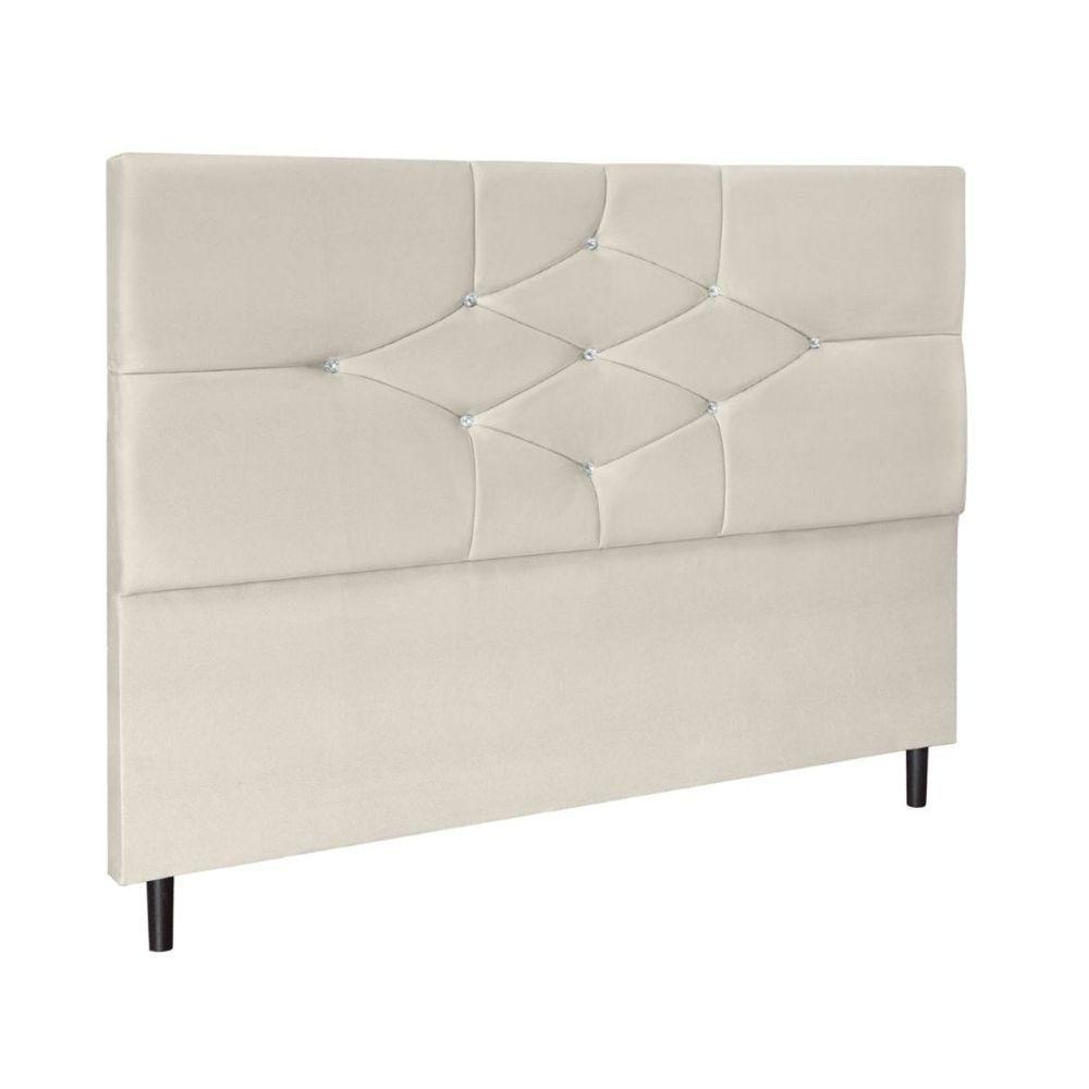 Cabeceira Cama Box Casal 140 Cm Virgínia Suede Bege - 1