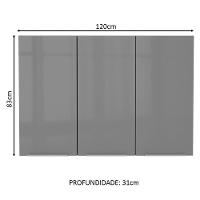 Armário Aéreo Madesa Lux 120 Cm 3 Portas Rustic/cinza