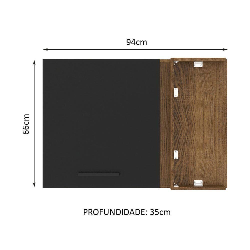 Armário Aéreo De Canto Madesa Agata 1 Porta Rustic Preto - 7