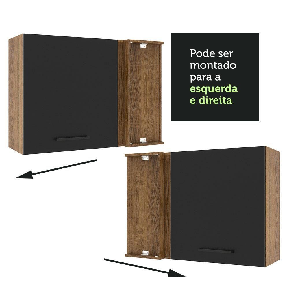 Armário Aéreo De Canto Madesa Agata 1 Porta Rustic Preto - 3