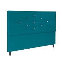 Cabeceira Cama Solteira 90 Cm Virgínia Suede Azul Tiffany - 1