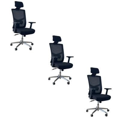 Kit 3 Cadeiras Presidente Oficial Comfort Viena Com Apoio