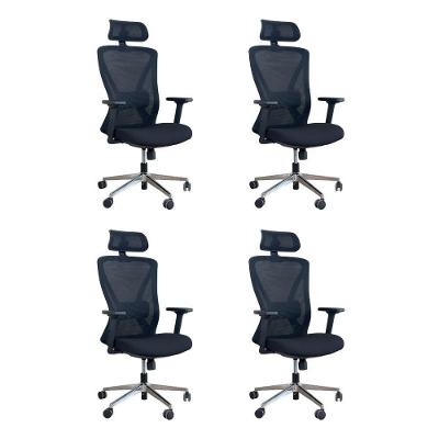 Kit 4 Cadeiras Presidente Oficial Comfort Work Com Apoio