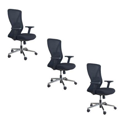 Kit 3 Cadeiras Presidente Oficial Comfort Work Sem Apoio