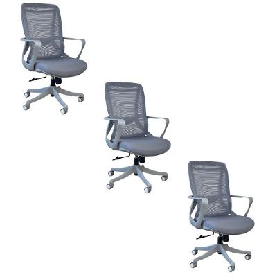 Kit 3 Cadeiras Presidente Oficial Comfort Milão Sem Apoio
