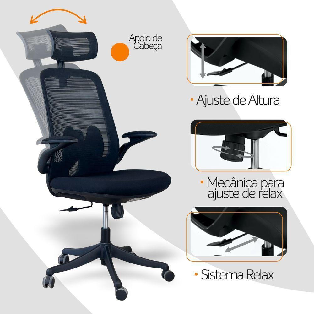 Kit 2 Cadeiras Presidente Oficial Comfort Royale Com Apoio - 8