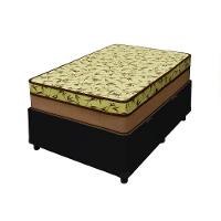 Cama Box Baú Solteiro 88 Tecido Sintético Preto Com Colchão De Espuma D33 Tokio Bege - 1