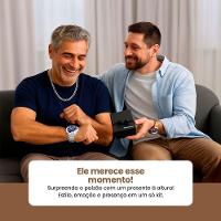 Relogio Prata Masculino Aco Inox + Corrente Oculos Presente Original Robusto Grumet Preto Grande - 6