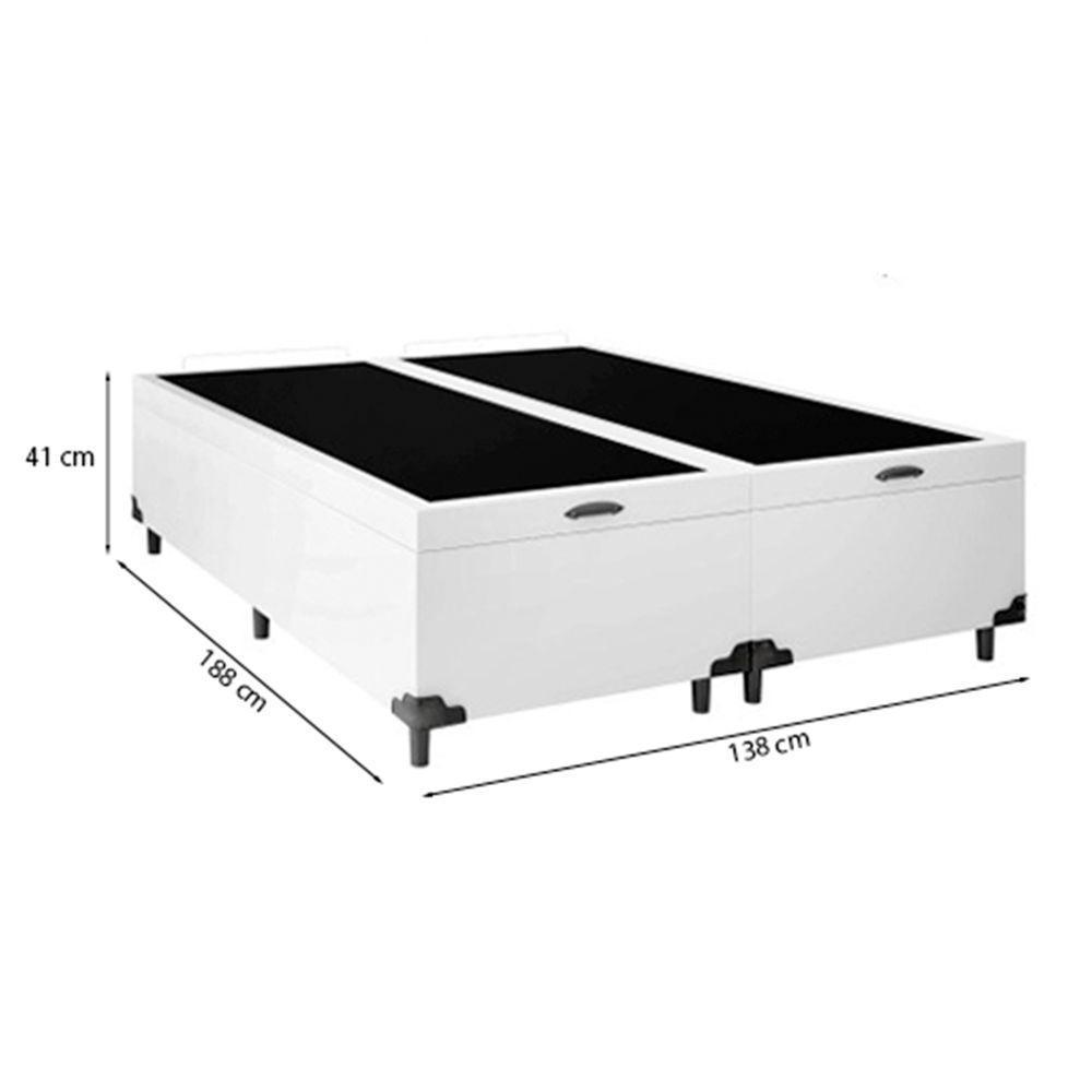 Cama Baú Casal 138 Bipartido Tecido Sintético Branco Com Colchão De Espuma Tokio D33 Bege - 3