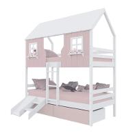 Beliche Casinha Encantada Com 02 Gavetas Kit Escada/ Escorregador Madeira Maciça Rosa/ Branco Megamobilia - 2