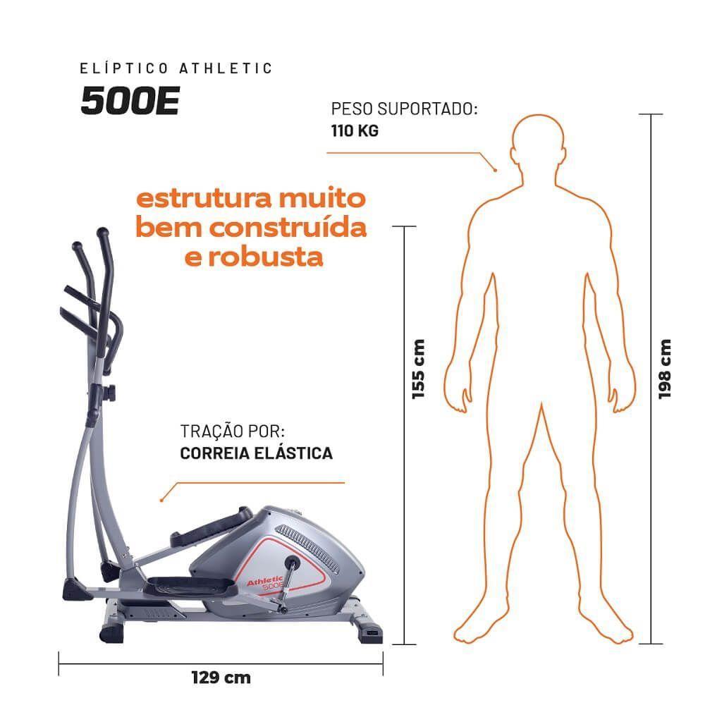 Aparelho Elíptico Athletic 500E Semiprofissional 8 Níveis Suporta 110kg - 5