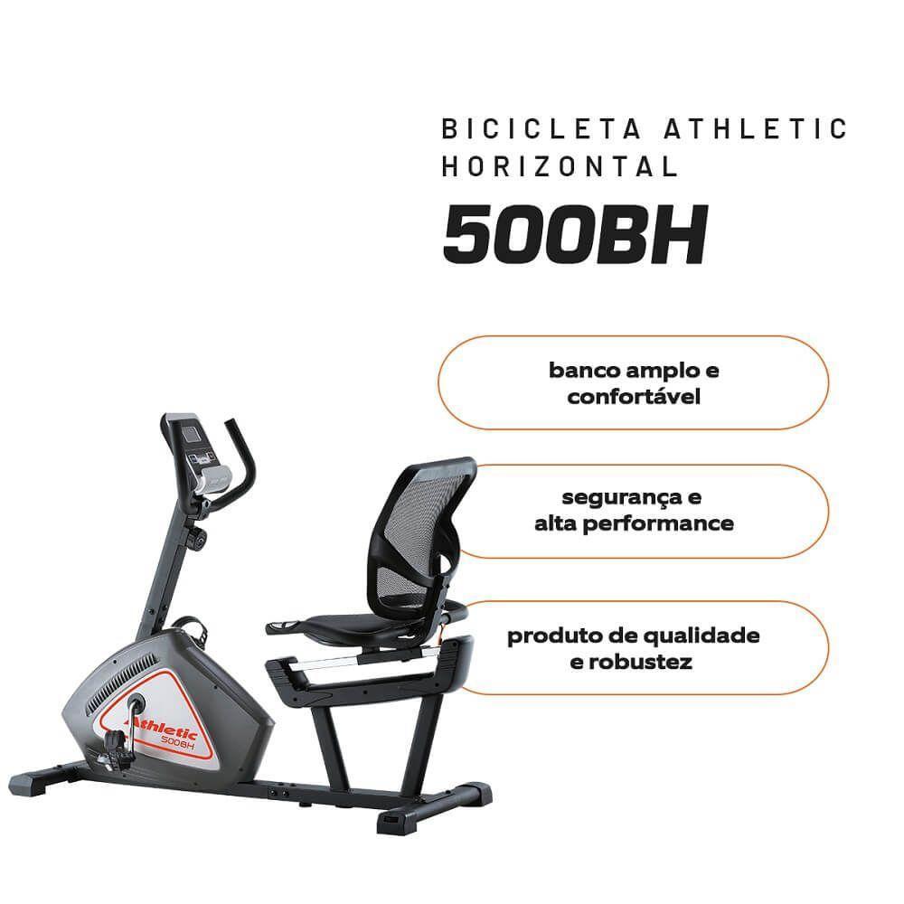 Bicicleta Ergométrica Horizontal Athletic 500Bh Magnética 8 Níveis 110kg Ideal Para Cardio E Reabilitação - 4