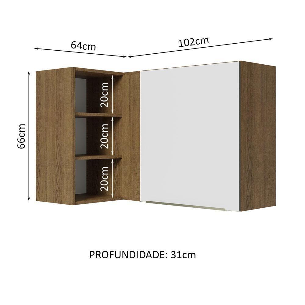 Armário Aéreo Com Adega 1 Porta Rustic/Branco Veludo - 7