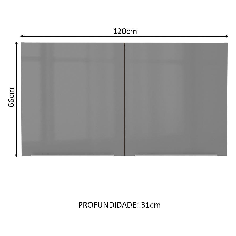 Armário Aéreo Madesa Lux 120 Cm 2 Portas Rustic/cinza - 4