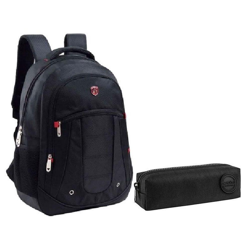 Kit Mochila Escolar Notebook Sbfp-6207 E Estojo Académie Preto - Fuseco - 1