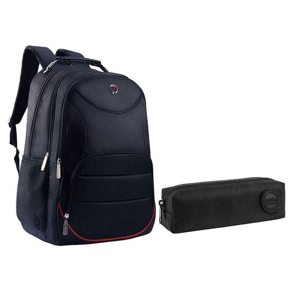 Kit Mochila Escolar Notebook Sbfp-6222 E Estojo Académie Preto - Fuseco - 1