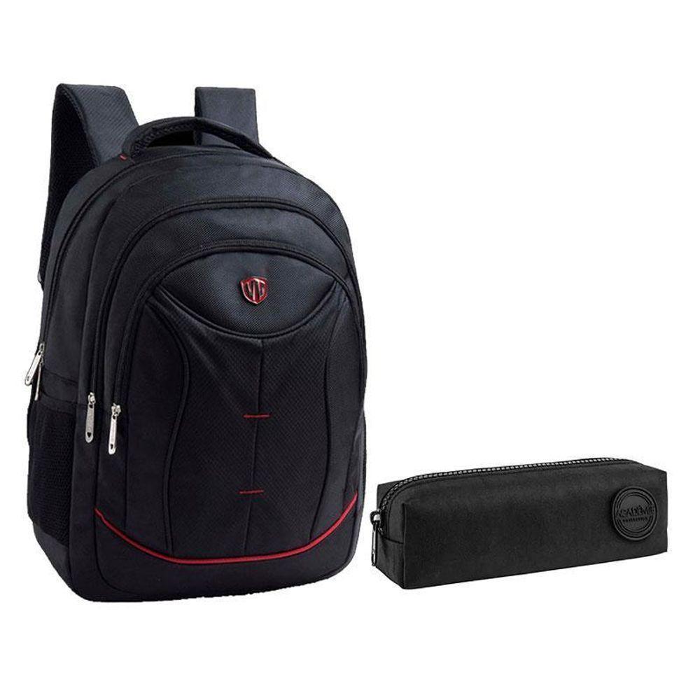 Kit Mochila Escolar Notebook Sbfp-6204 E Estojo Académie Preto - Fuseco - 1