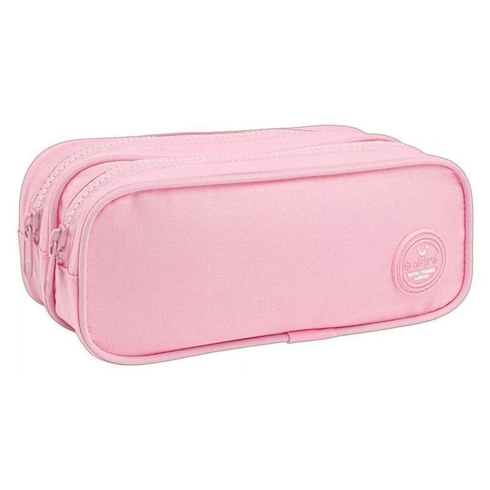 Estojo Escolar Infantil Duplo Happy Rosa - Tilibra - 1