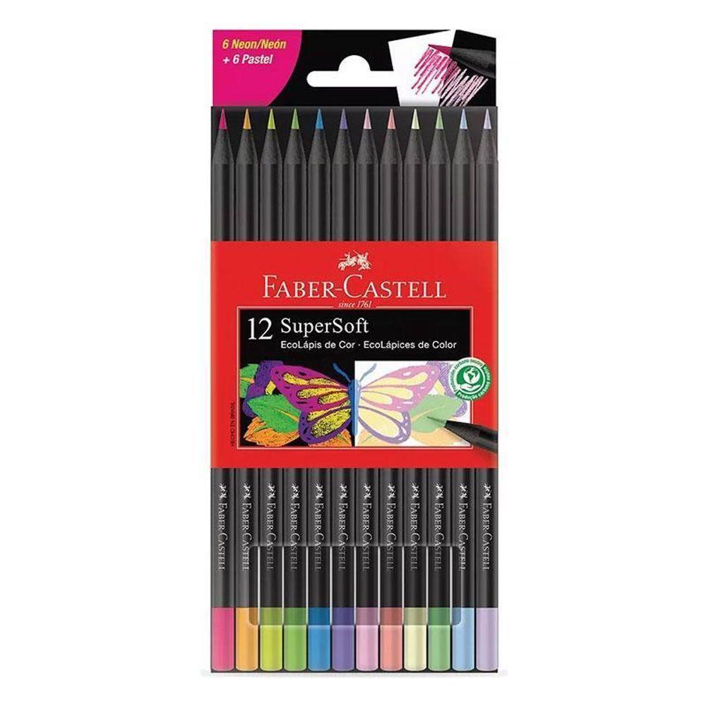 Lápis De Cor Ecolápis Supersoft 120712softnp 12 Cores Neon E Pastel - Faber Castell - 1