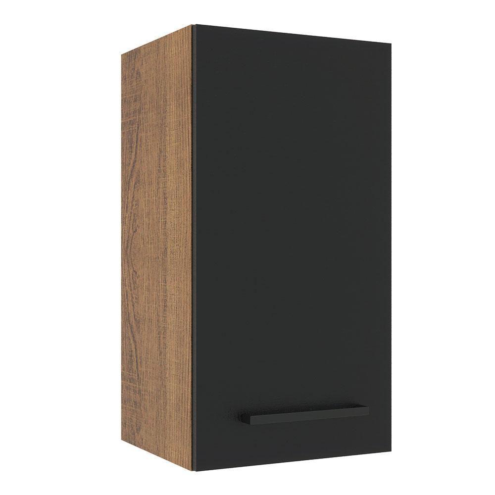 Armário Aéreo Madesa Agata 35cm 1 Porta Rustic Preto - 2