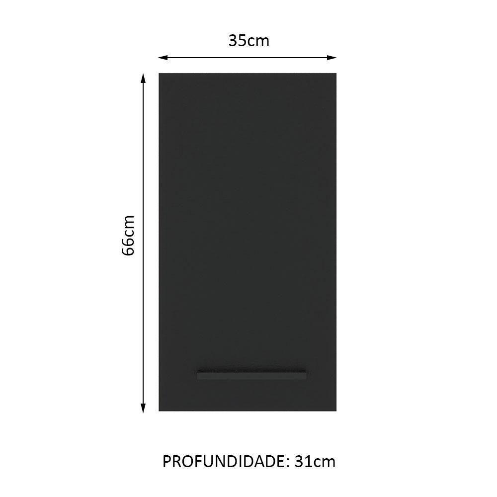 Armário Aéreo Madesa Agata 35cm 1 Porta Rustic Preto - 5