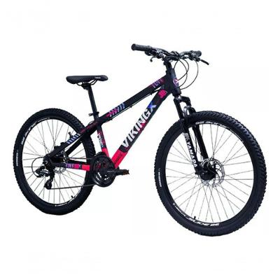 Bicicleta Vikingx Tuff 30 Aro 26 21v Shimano Freio A Disco Suspensão Dianteira Alumínio Preto/rosa 13