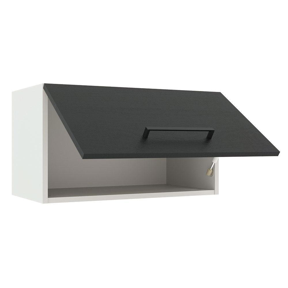 Armário Aéreo Madesa Agata 60cm 1 Porta Basculante Branco e Preto - 10