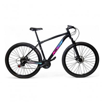 Bicicleta Aro 29 Ksw 27v Alumínio Freio Hidráulico Preto/rosa/azul 21