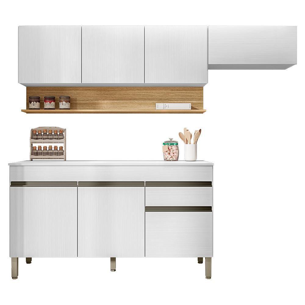 Cozinha Modulada 3 Pecas Com Balcao Tampo Line Supremo Cp Freijo Ktp Supremo Cp Freijo - 1