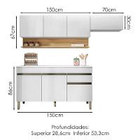 Cozinha Modulada 3 Pecas Com Balcao Tampo Line Supremo Cp Freijo Ktp Supremo Cp Freijo - 3