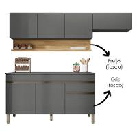 Cozinha Modulada 3 Pecas Com Balcao Tampo Line Gris Cp Freijo Ktp Gris Cp Freijo - 5